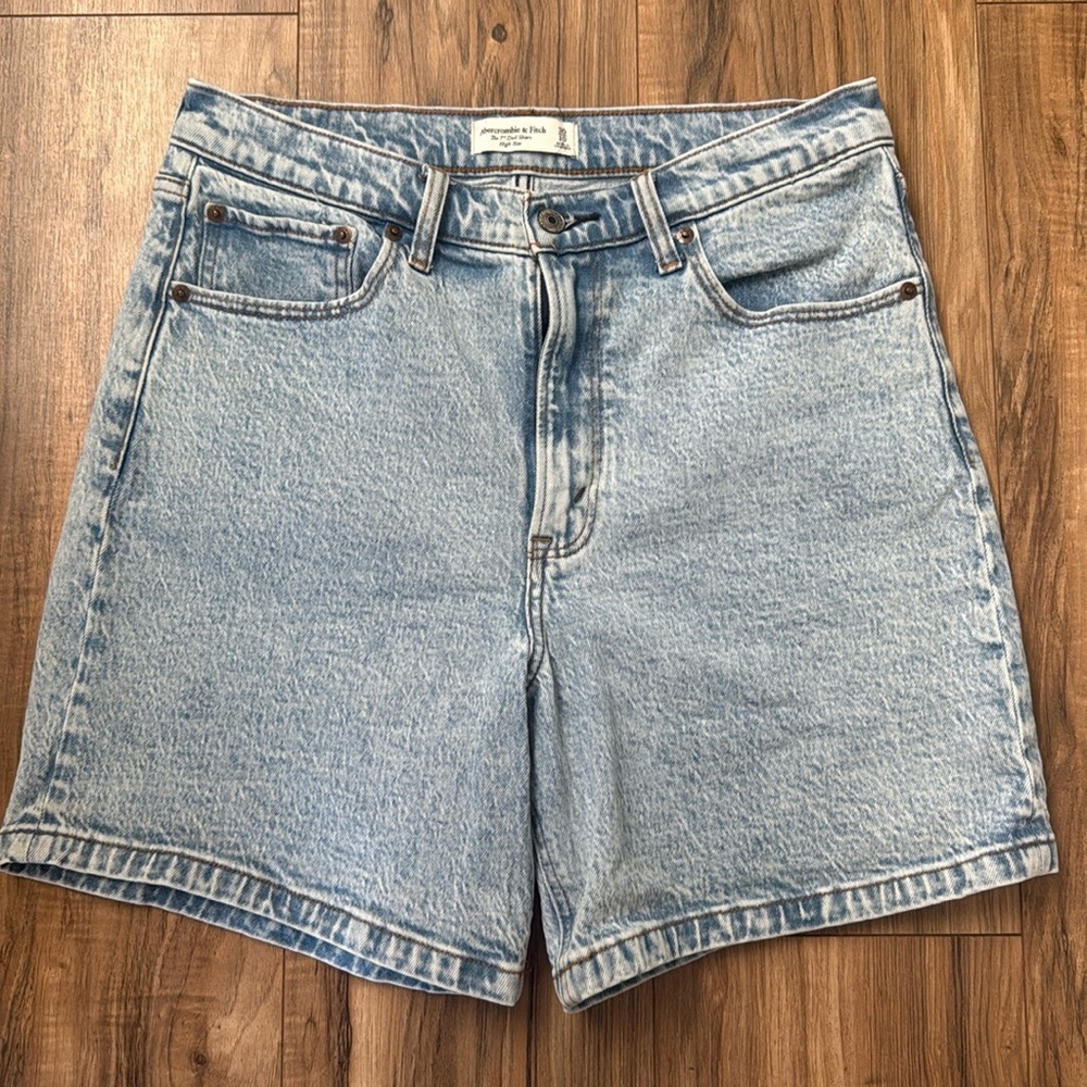 Abercrombie & Fitch Light Blue High Waist Denim Shorts